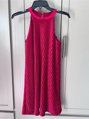 GB Girls Red Pleated Halter Neck Mini Dress - Size Large - Like New